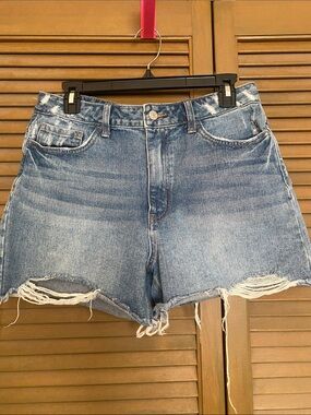 VERVET BY FLYING MONKEY Distressed Blue Denim Jean Shorts